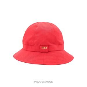 🔴 Balenciaga BB Logo Embroidered Bucket Hat - Red M